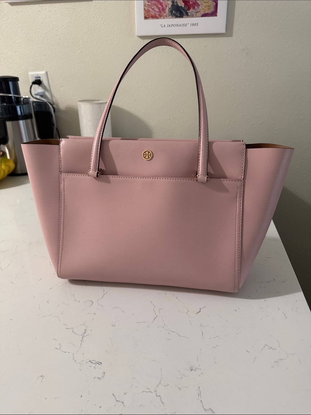 Tory Burch Blush Pink Leather Tote with Top Handles